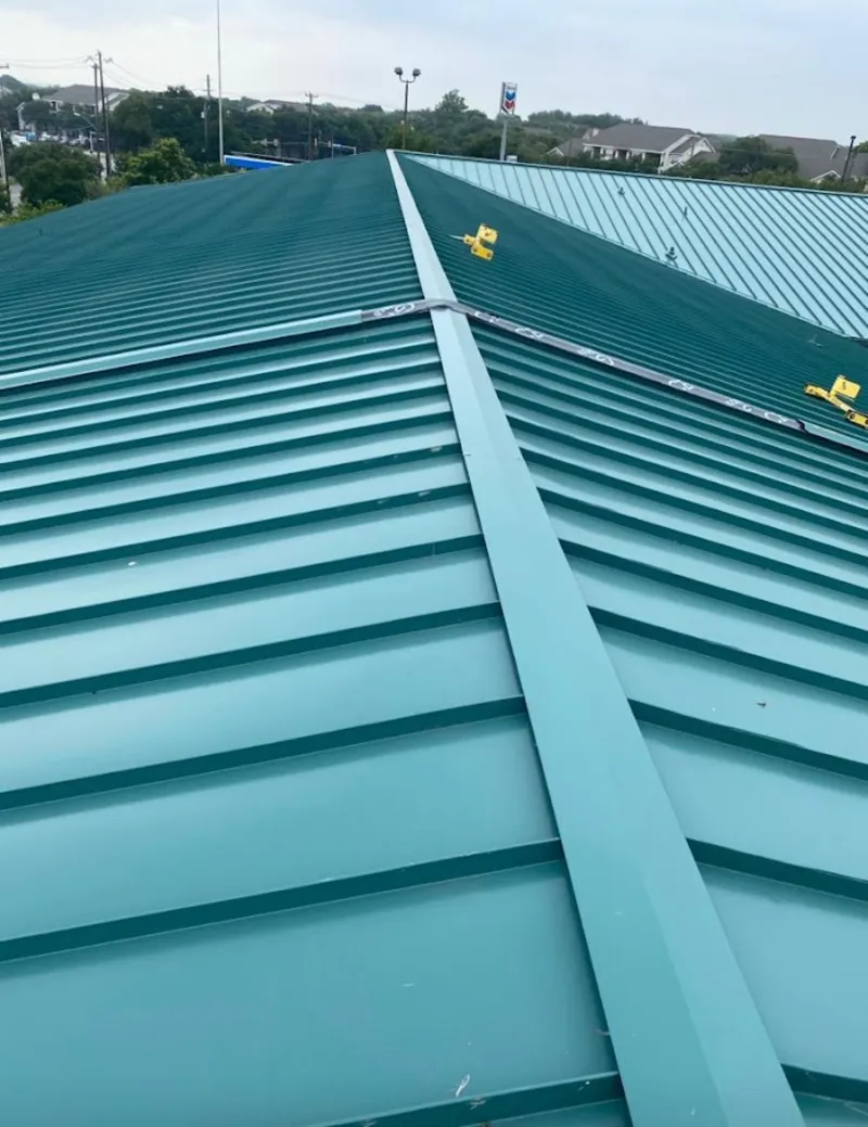 Green commercial metal roof ridge and valley for Metal Roof Repair in Cranberry